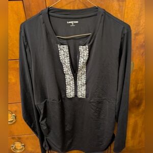 Land's End black long sleeved top XL